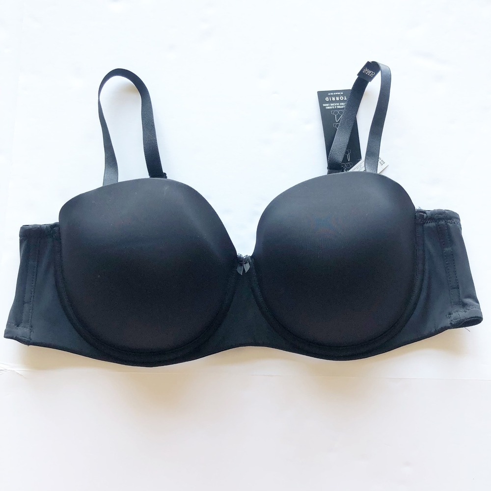 Torrid Bra Womens 46B Curve Black Push-Up Strapless Bra 5-Way Convertible NEW